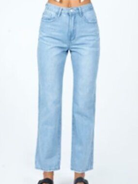 Princess Polly Vigo Light Wash High Waisted Straight Jeans Size 6